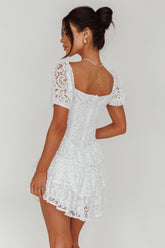 Tayah Tiered Lace Mini Dress Off White